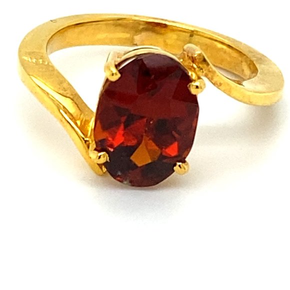 Malaya Garnet 4.27ct Solid 18K Yellow Gold Ring - Picture 1 of 6